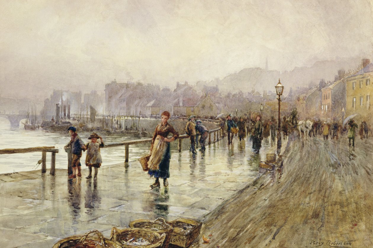 A Wet Day in Whitby (acuarela sobre papel) de Percy Robertson