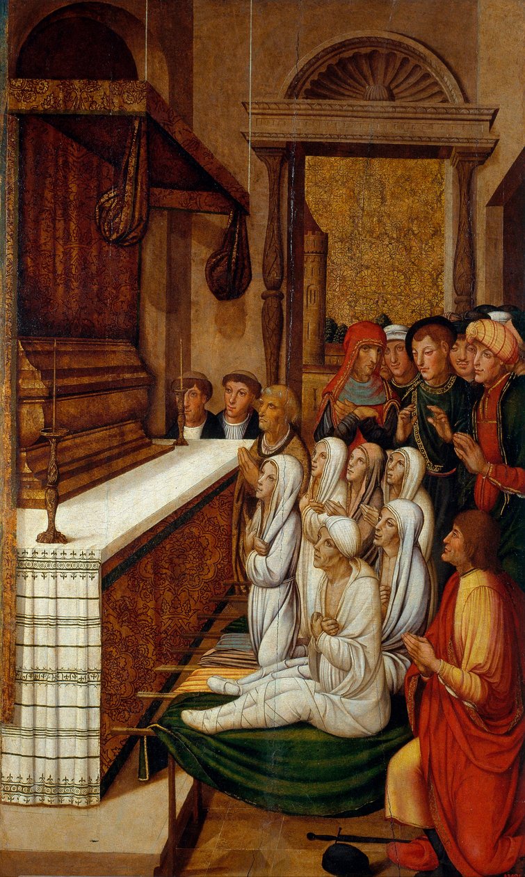 Seis resurrecciones ante las reliquias de San Esteban - Pintura de Pere (Pedro) Gasco (1502/05-1546) - c.1535 - Témpera sobre tabla - 146,7x88,5 - Museu Nacional d