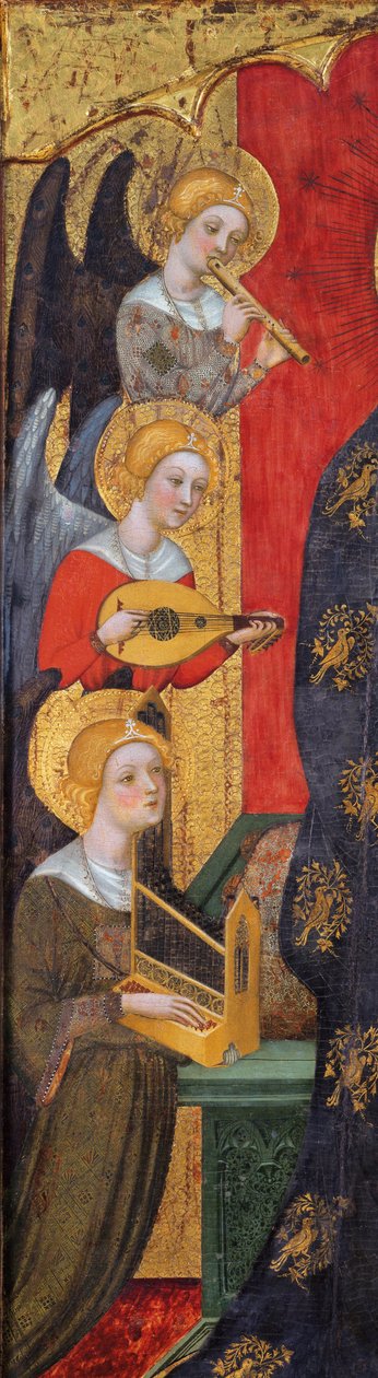 Madonna con ángeles tocando música (detalle), ca 1380 de Pere Serra