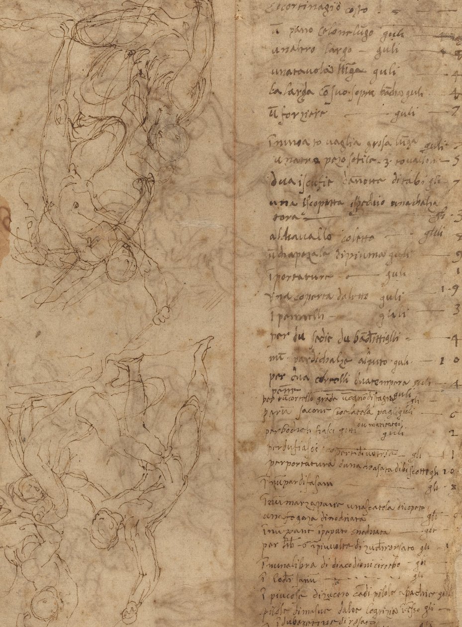 Estudios de figuras (verso) de Perino del Vaga