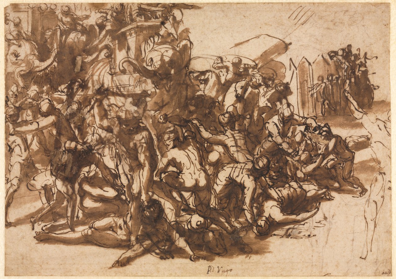 Poros Assailed by the Macedonian Army (recto) de Perino del Vaga