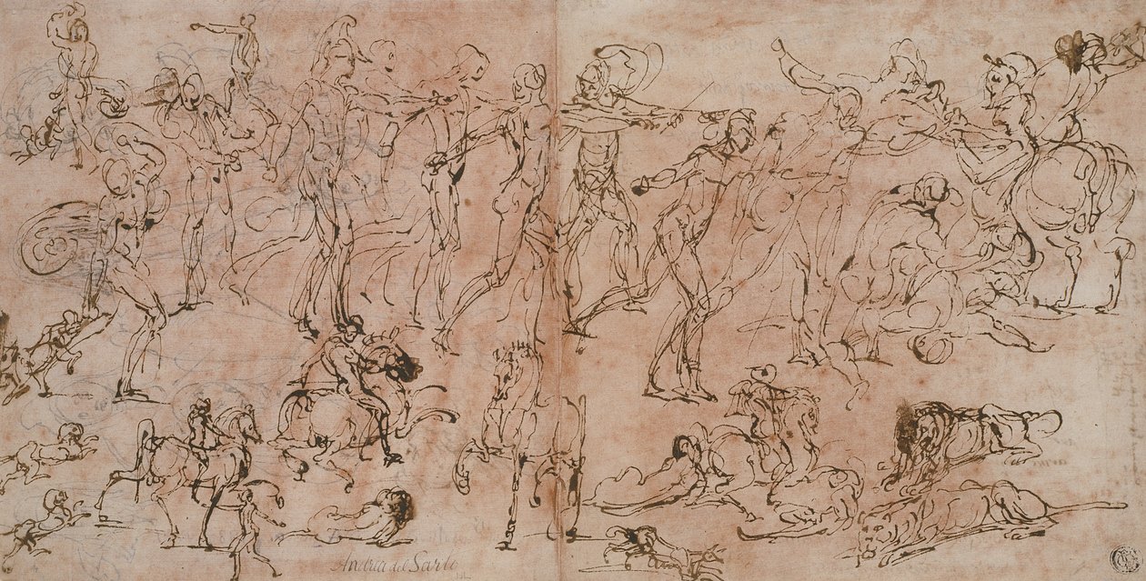 Estudios de Guerreros, Jinetes y Leones de Perino del Vaga