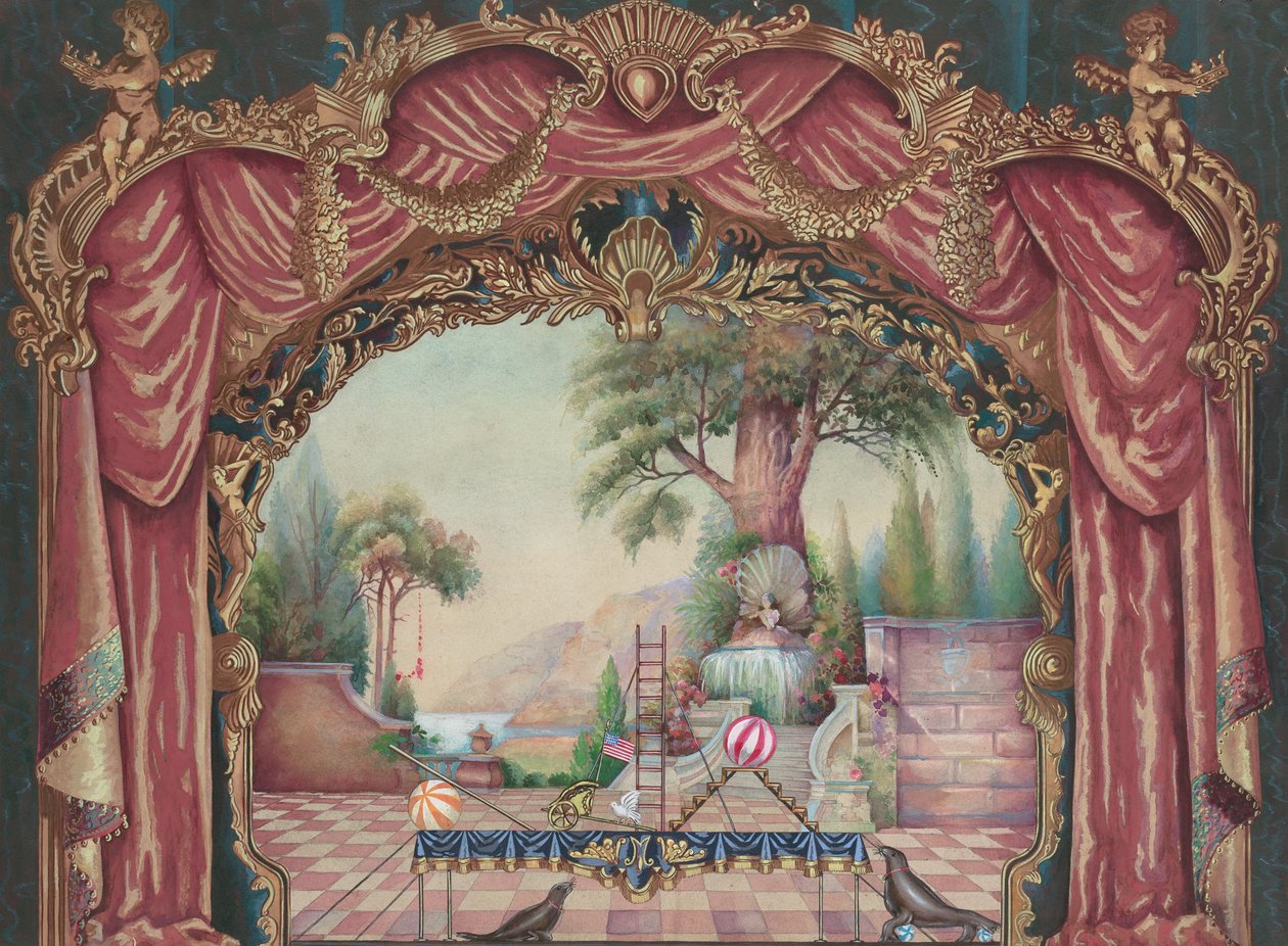 Telón de fondo para escenario de vodevil de Perkins Harnly