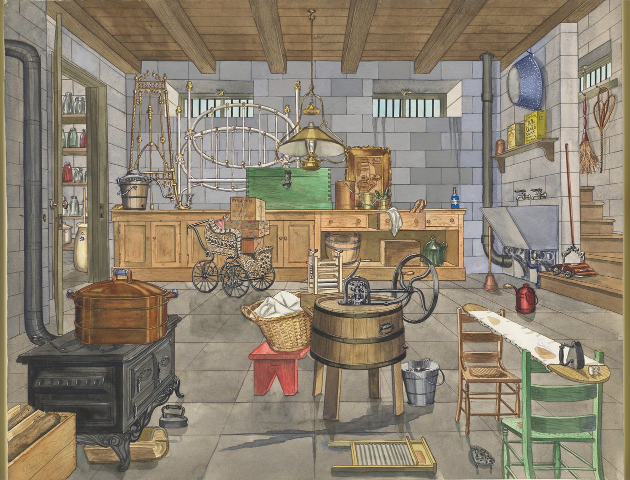 Sótano de casa urbana, 1910, c. 1947 de Perkins Harnly