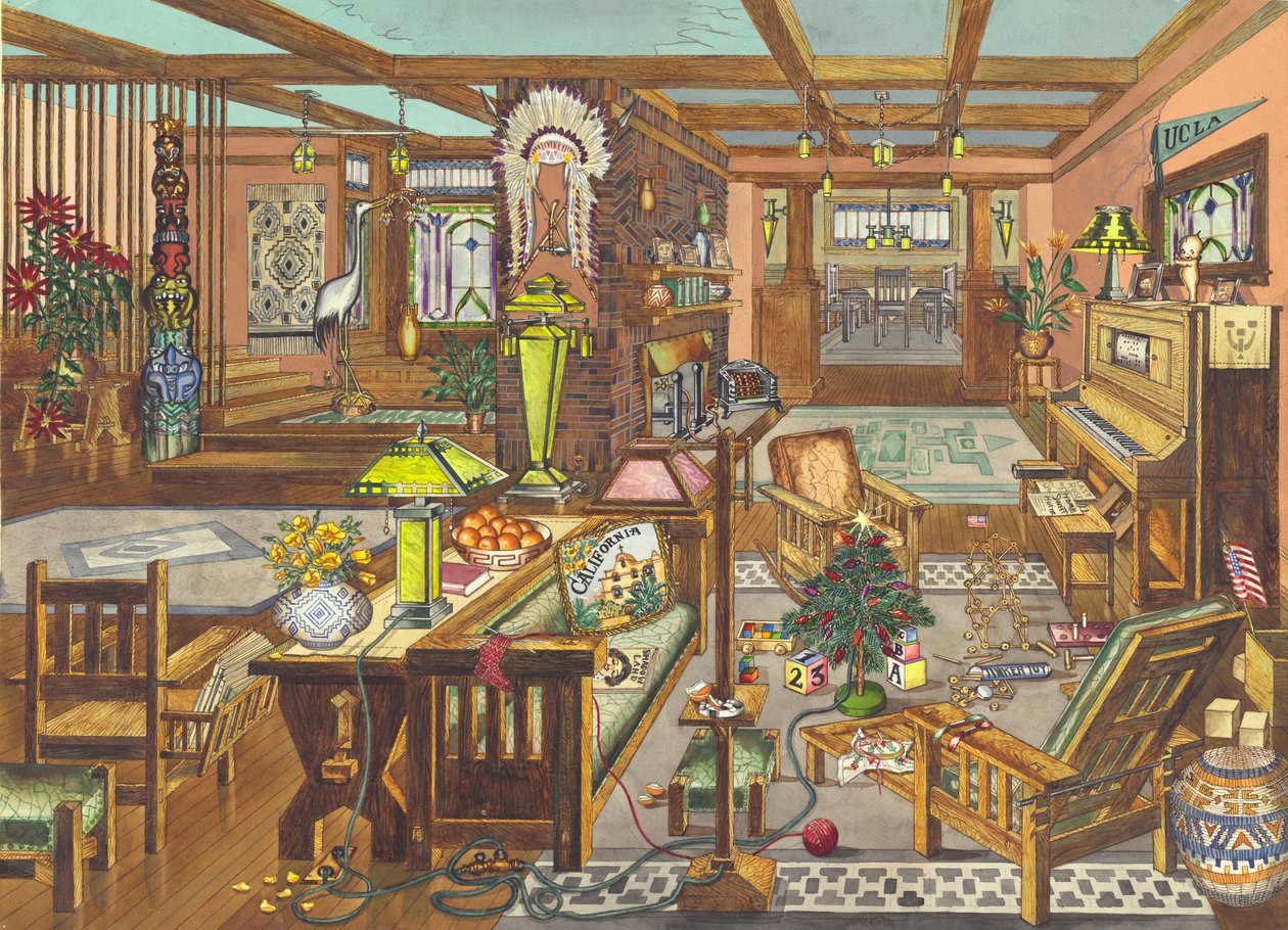 Interior de estilo misión de California, 1946 de Perkins Harnly