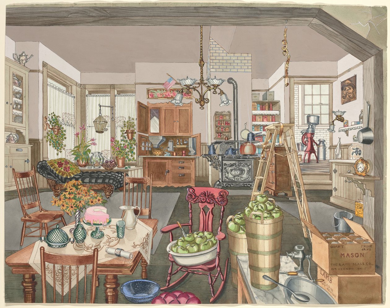 Cocina y comedor semi-rurales de Perkins Harnly