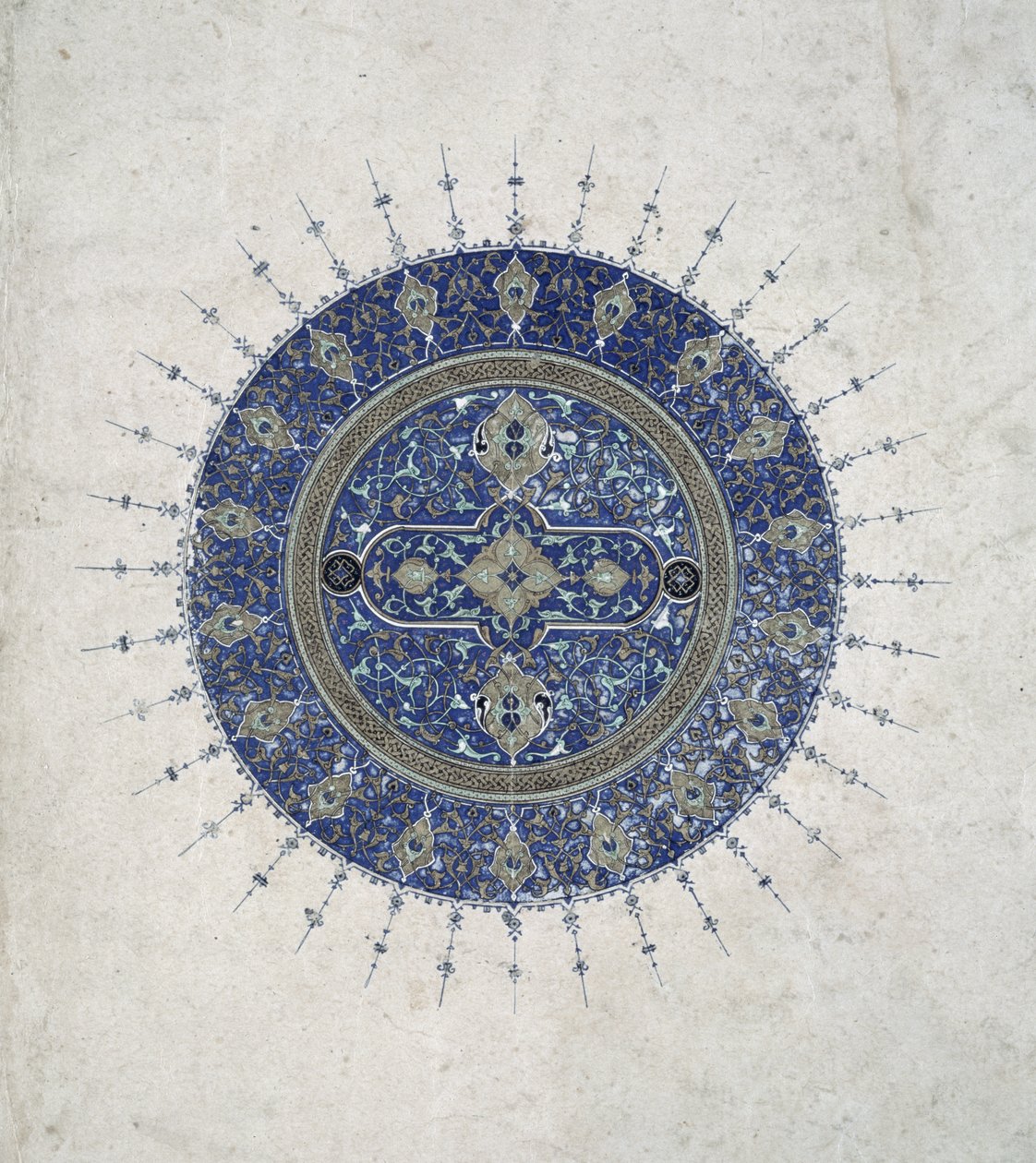Una shamsa, o pequeño sol, de una traducción persa de Anales de los Apóstoles y Reyes originalmente escrita por Tabari, 1470 de Persian School