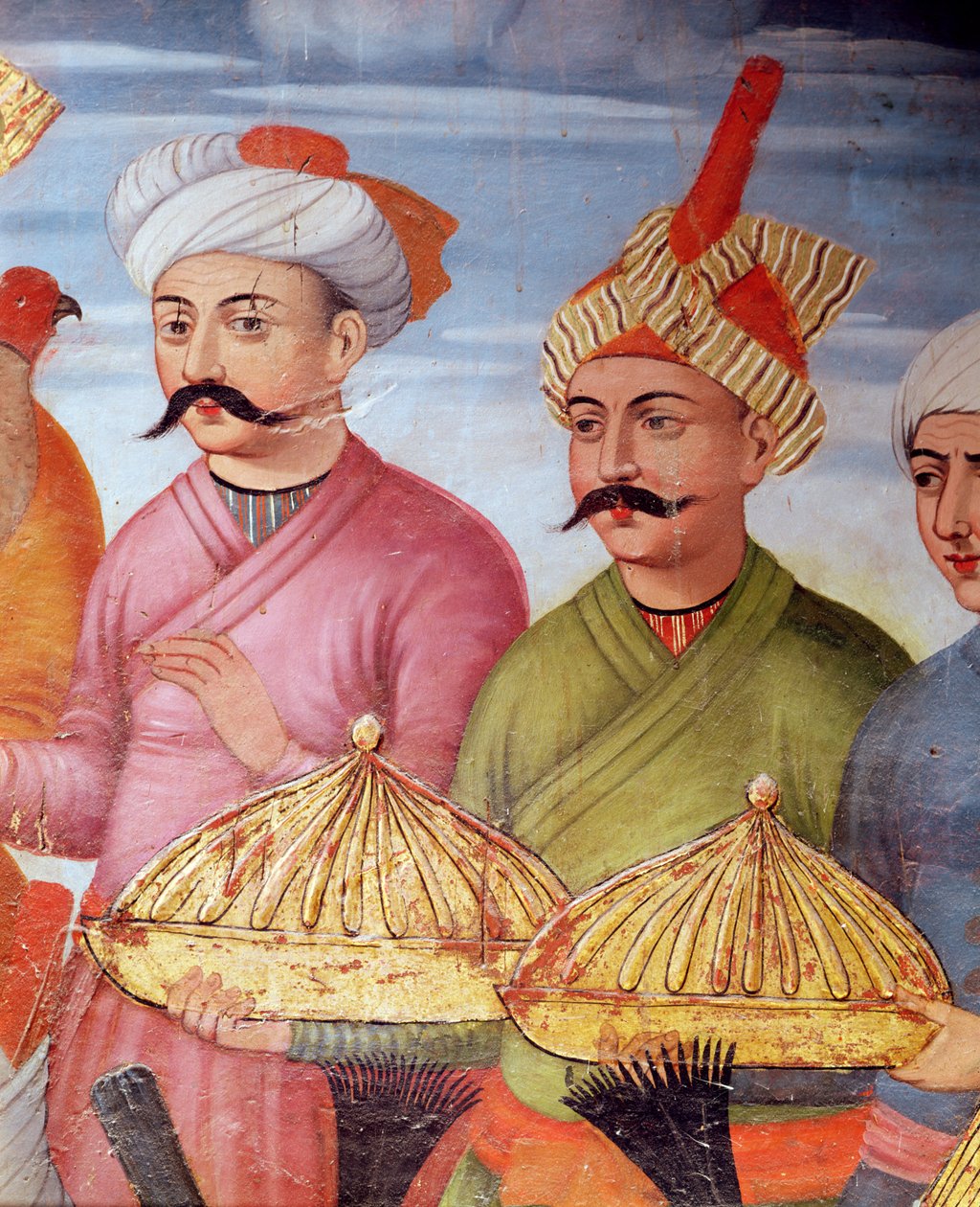 Portadores de ofrendas en la Recepción del Embajador del Gran Mogol en la Corte del Shah Tahmasp, 1573-76 (detalle) de Persian School