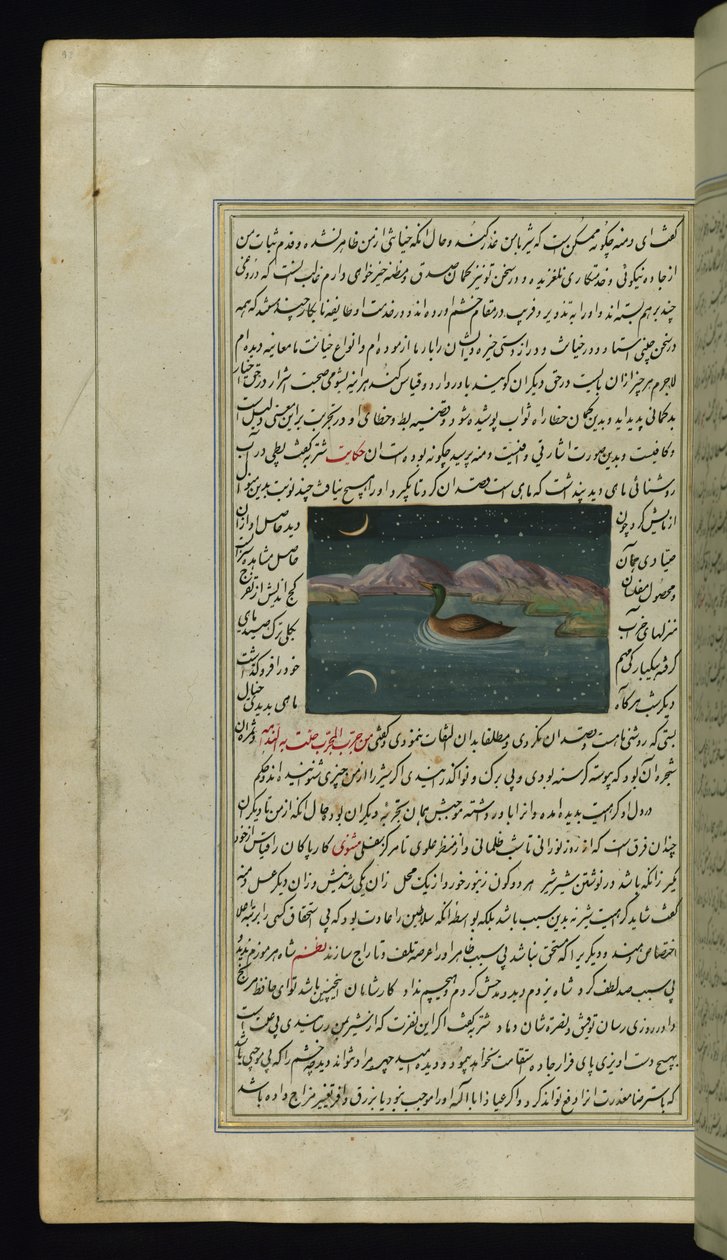 Un ganso y el reflejo de la luna en el agua de Luces de Canopus de Persian School
