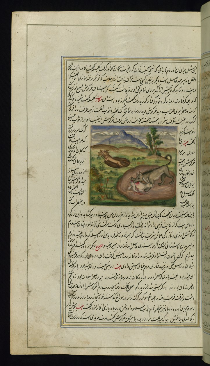 Un chacal devora una liebre de Luces de Canopus, 1847 de Persian School