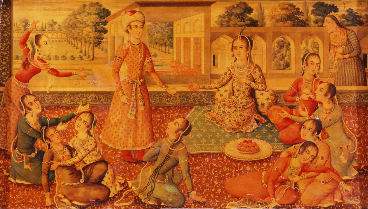 Un cofre de papel maché lacado tardío Zand, c.1794-95 de Persian School