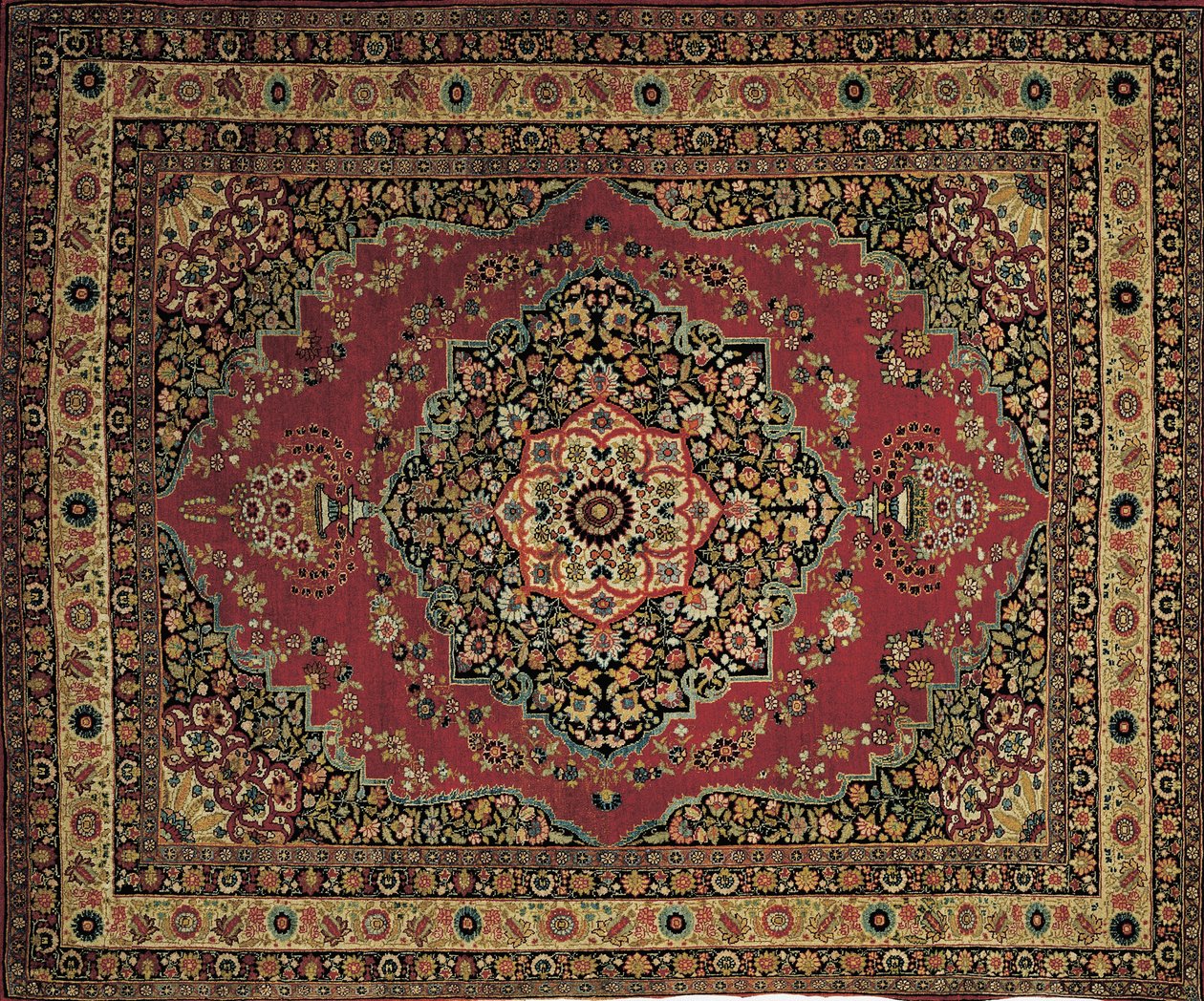 Primer plano de una alfombra Tabriz Haji Jalili, Irán de Persian School