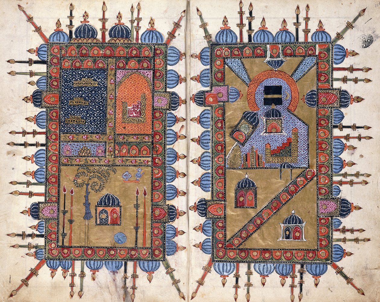 Dobluras decorativas de "Dala"il al-Khayrat", c.1800 de Persian School