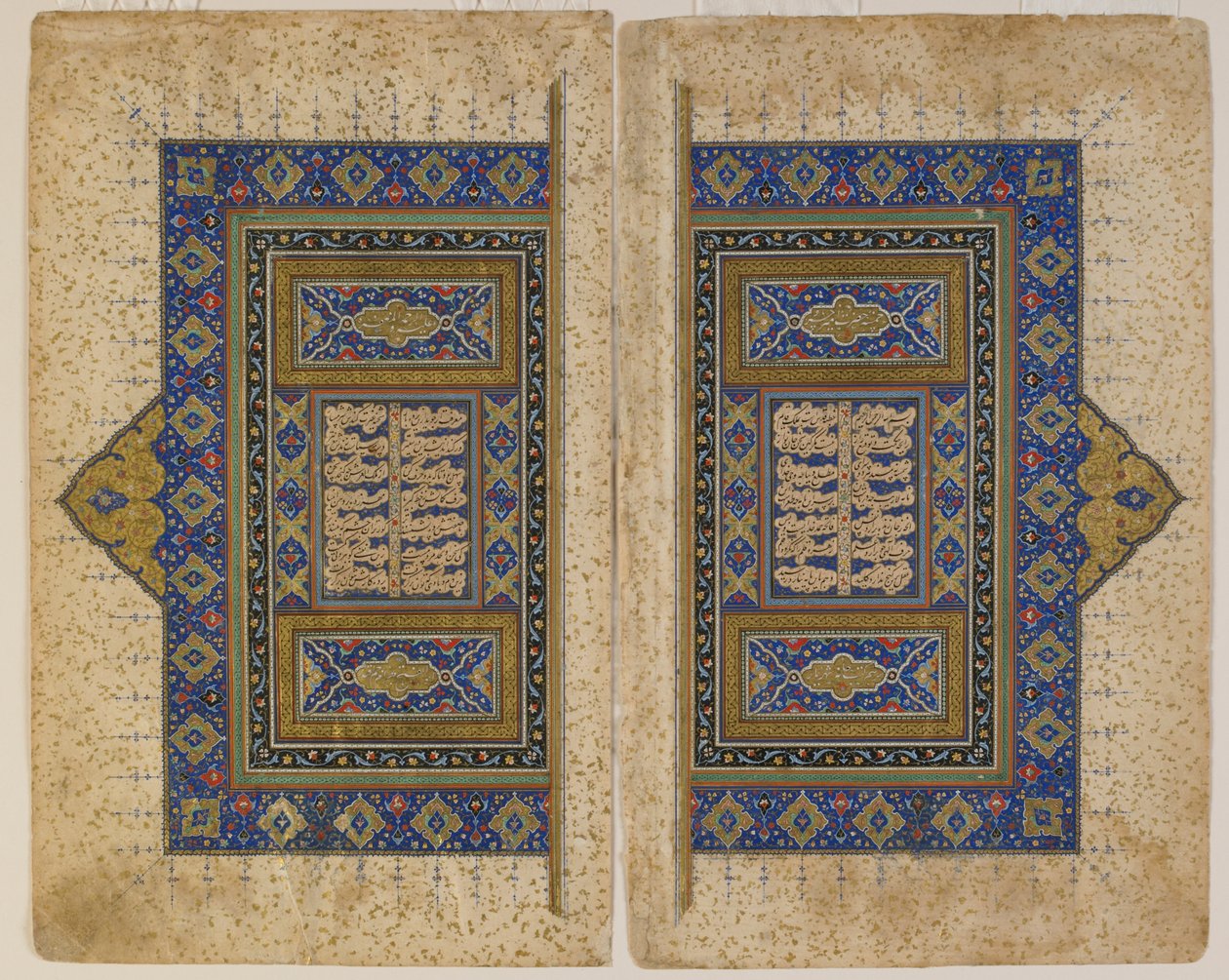 Portada de doble página de un Khamsa (Quinteto) de Amir Khusraw Dihlavi, Tabriz, Irán, período Safávida, 1530-40 de Persian School
