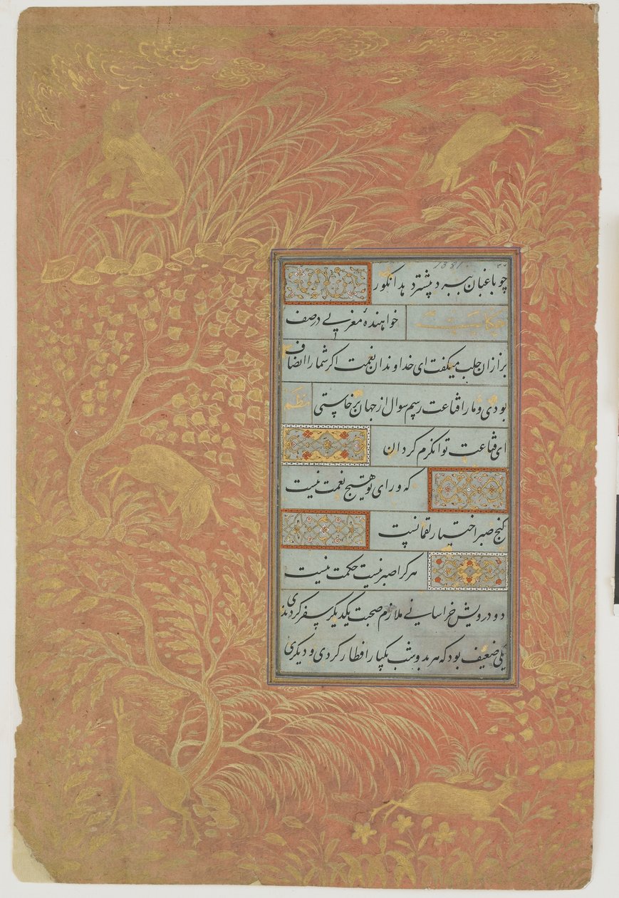 Folio de caligrafía, Irán, dinastía Safávida de Persian School
