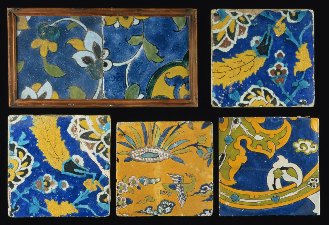 Grupo de Azulejos Safavid Cuerda Seca de Persian School