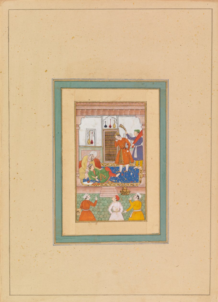 Interior con figuras de Persian School