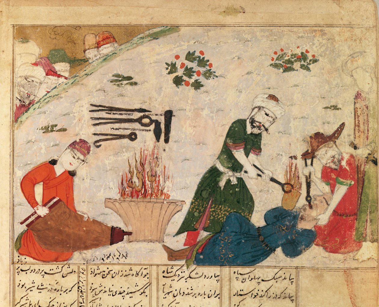 Tortura de uno de los guardias de Haftvad, del Shahnama (Libro de los Reyes) por Abul-Qasim Manur Firdawsi de Persian School