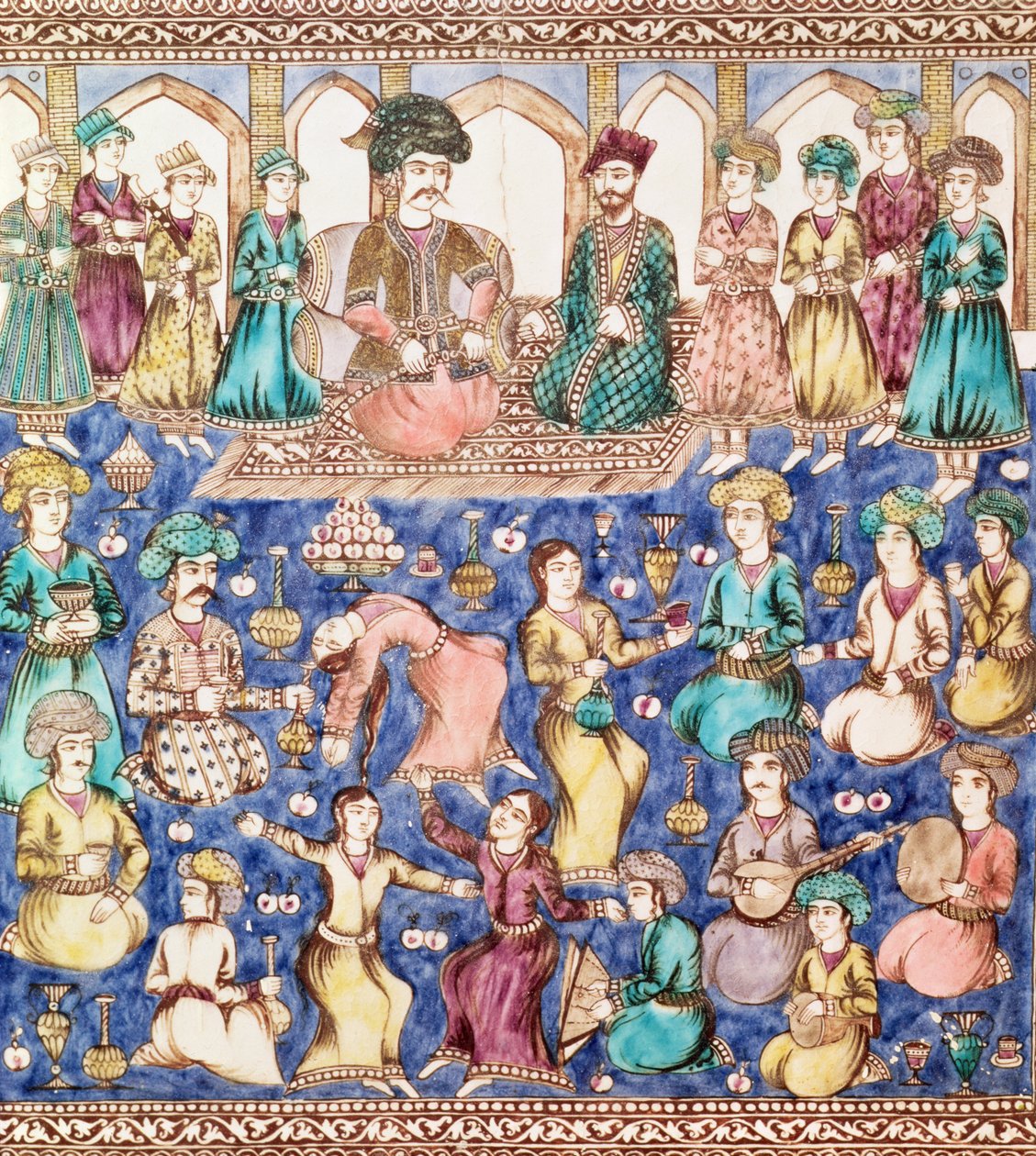 Músicos y bailarines en la corte de Nasser al-Din Shah Qajar (1831-96) de Persian School
