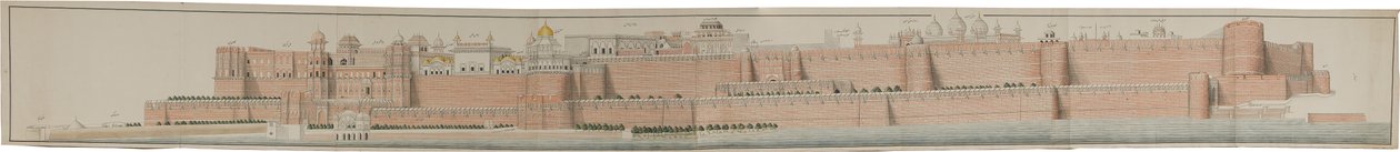 Panorama del fuerte de Agra de Persian School