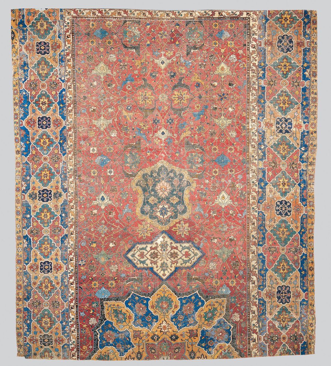 Fragmento parcial de alfombra medallón de Tabriz, noroeste de Persia, principios del siglo XVI de Persian School