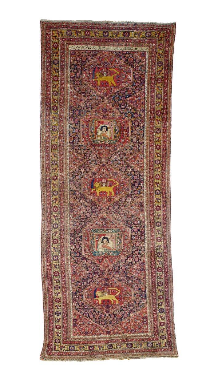 Alfombra de galería Senneh, Persia Occidental, 1837 de Persian School