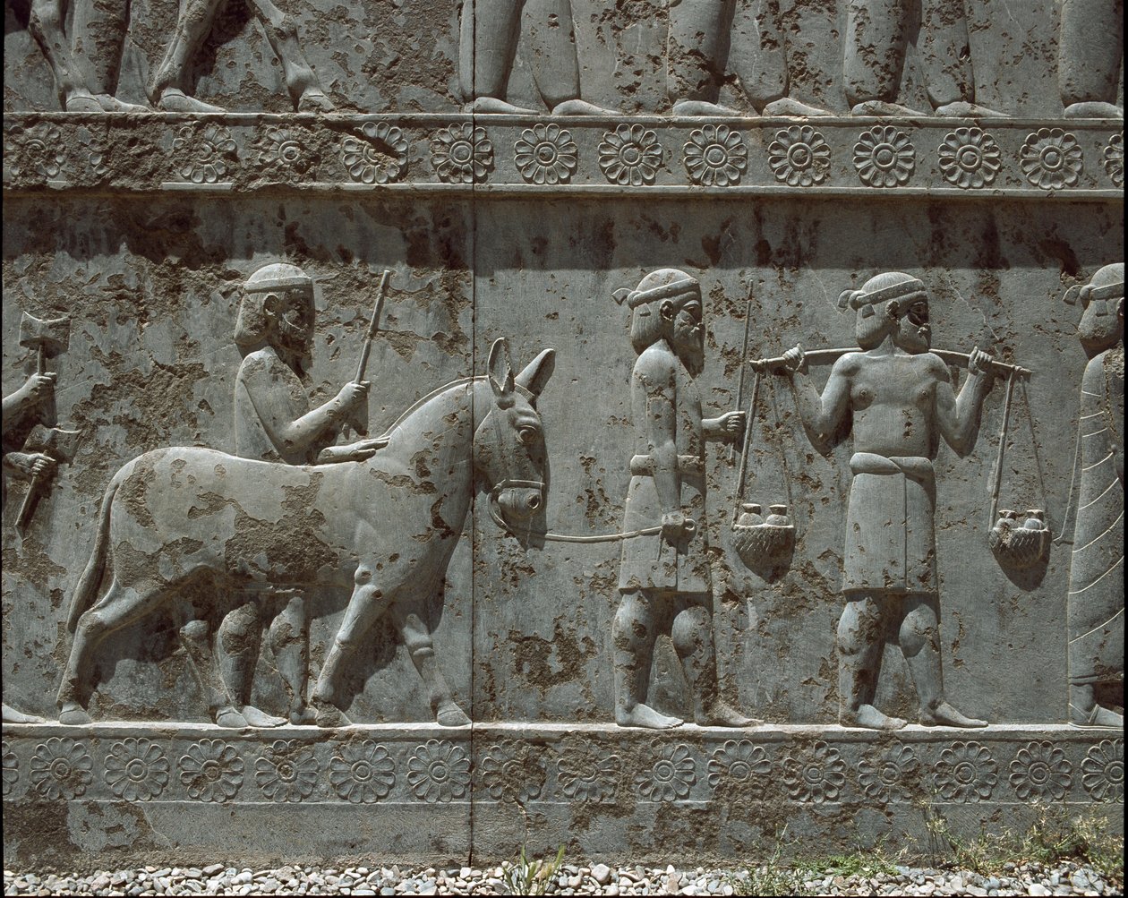 Pueblos sometidos traen regalos a Darío I. Relieves de la escalera oriental de la Apadana, siglo VI a.C. de Persian School