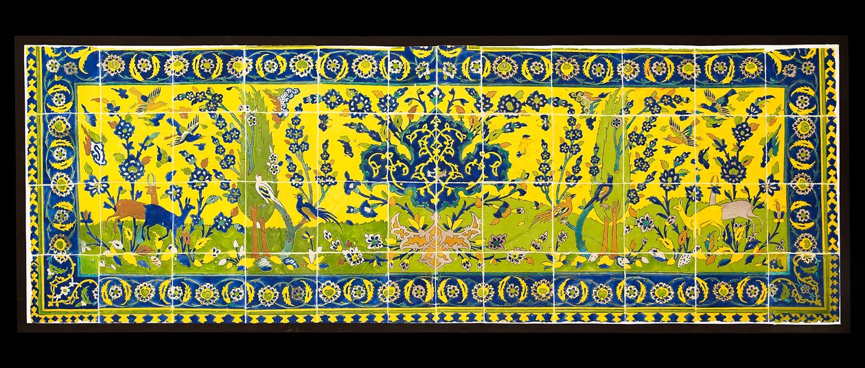 Azulejos que representan una escena natural, de Isfahan, Irán, probablemente c. siglo XVII de Persian School