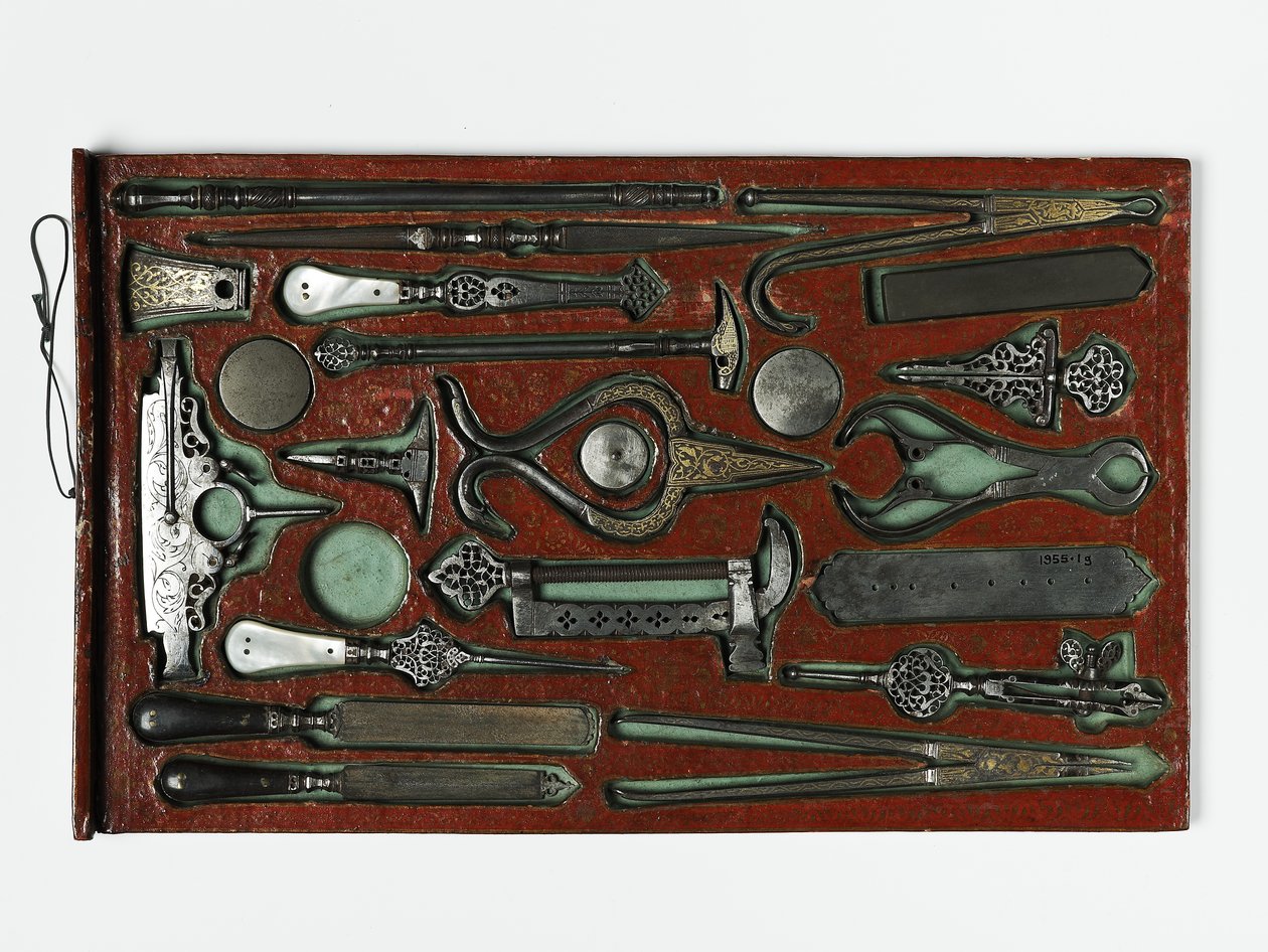 Kit de herramientas que representa a la Sagrada Familia, c.1830 de Persian School