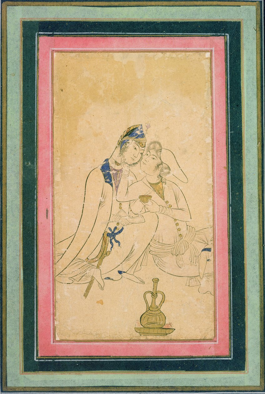 Dos amantes, c.1590, persa de Persian School