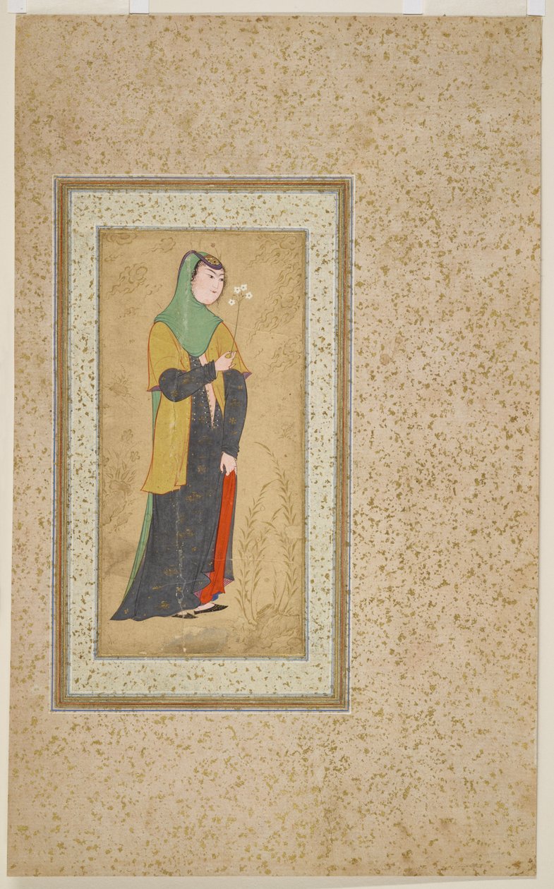 Mujer con un ramo de flores, c.1595 de Persian School