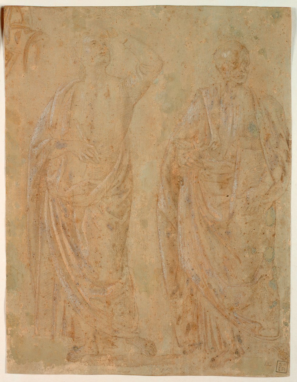 Dos figuras masculinas de pie con túnicas de Perugino