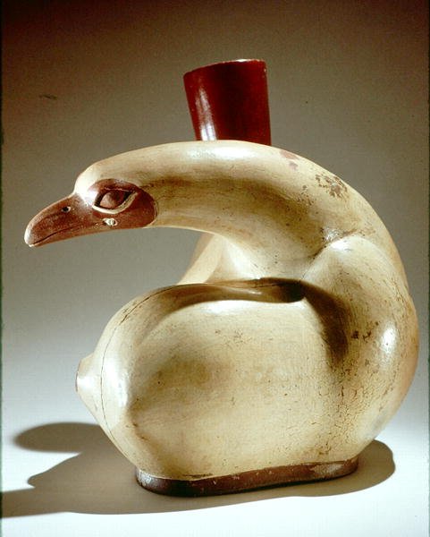 Vasija de cerámica de un pájaro, Mochica de Peruvian School