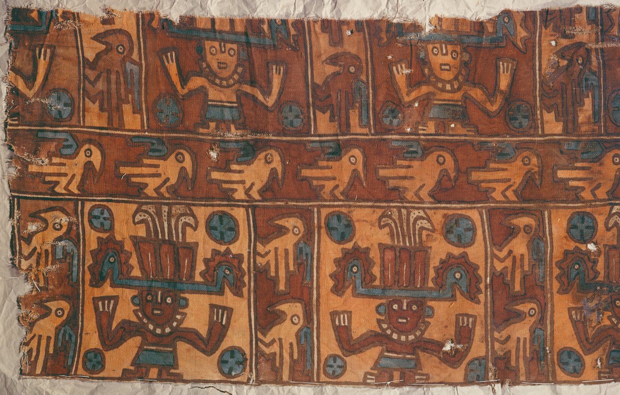 Tela con dioses y aves, Cultura Tiahuanaco de Peruvian School