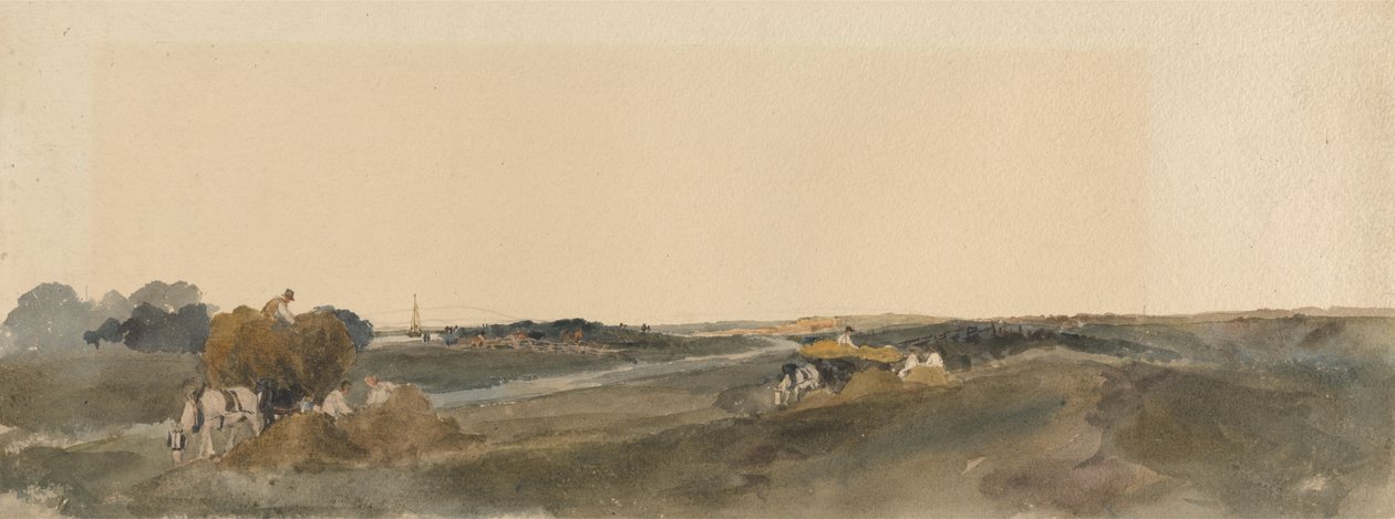 Haciendo heno en las orillas de un río de Lincolnshire de Peter de Wint
