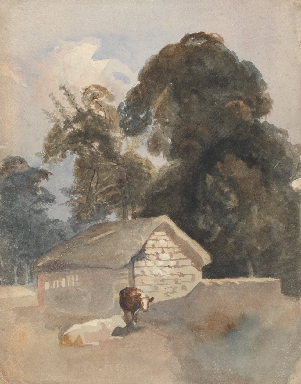 Paisaje con vacas y granero de Peter de Wint