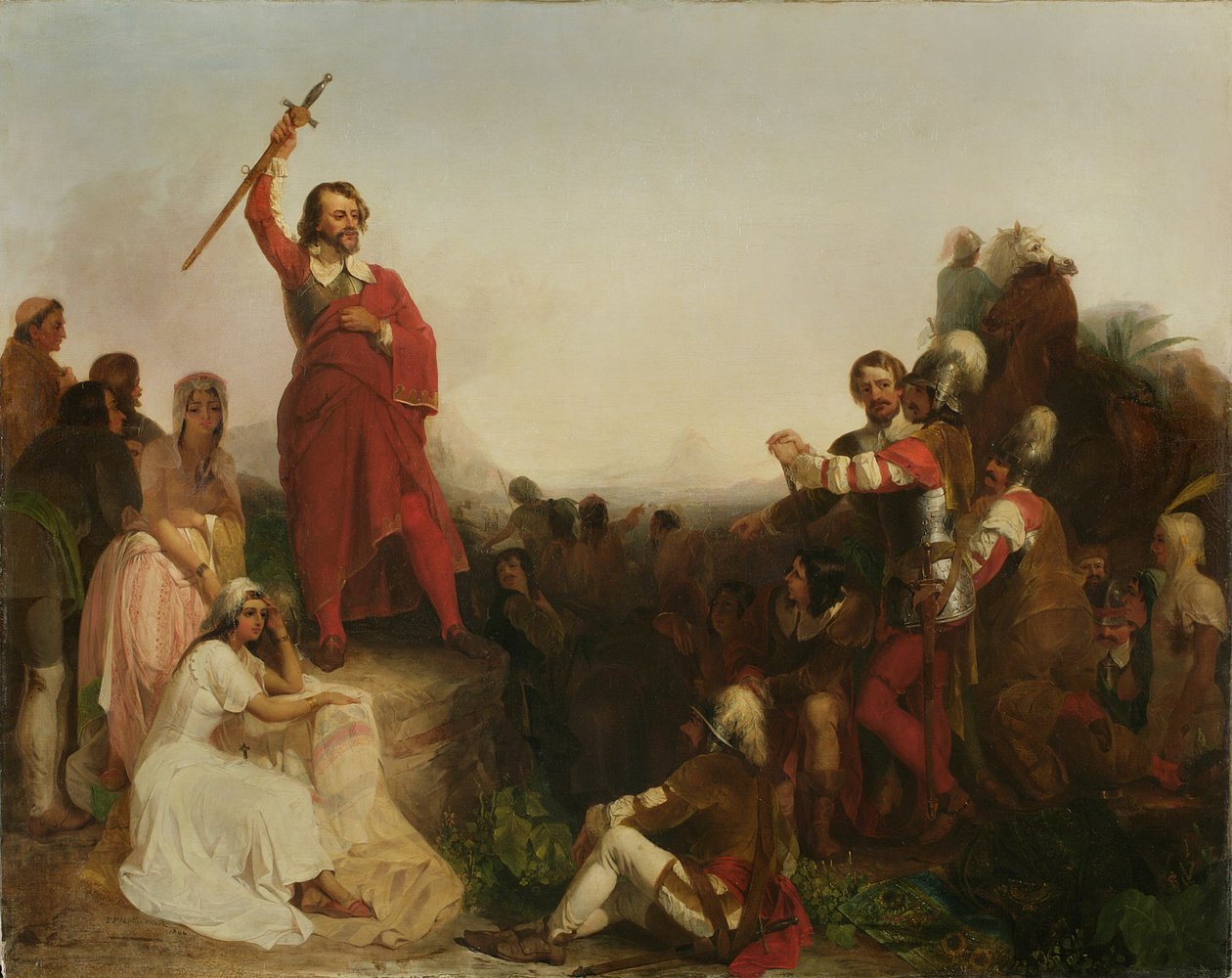 Primera Vista de Cortés de la Ciudad de México, 1844 de Peter Frederick Rothermel