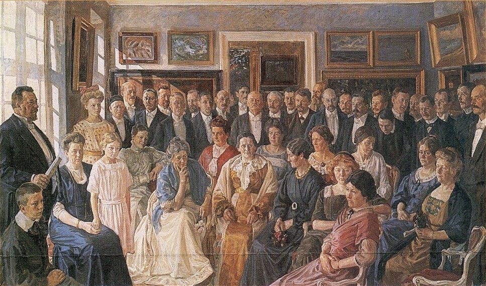 Pintura de la inauguración del Museo Faaborg en 1910 de Peter Marius Hansen