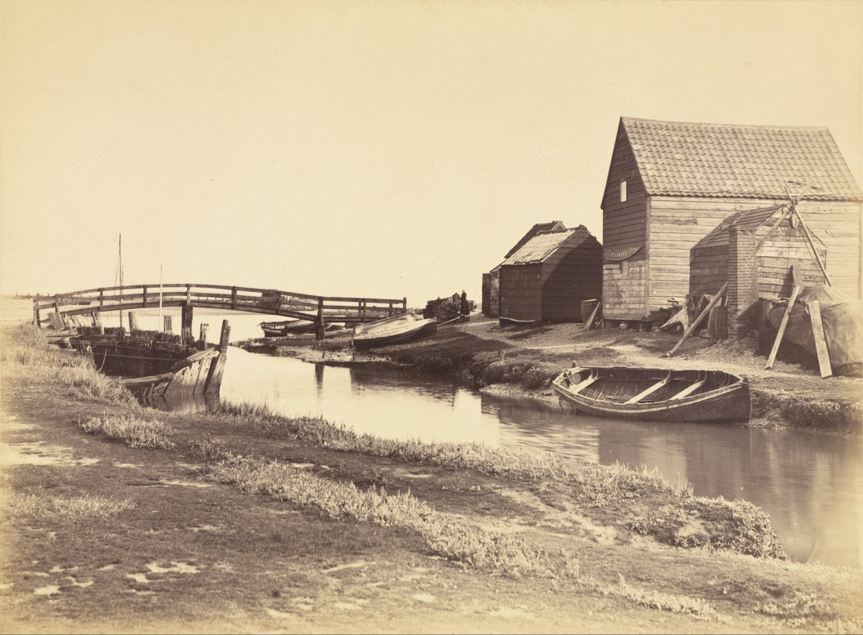Arroyo de marea y viejos almacenes al sur de Southwold, Suffolk de Peter Henry Emerson
