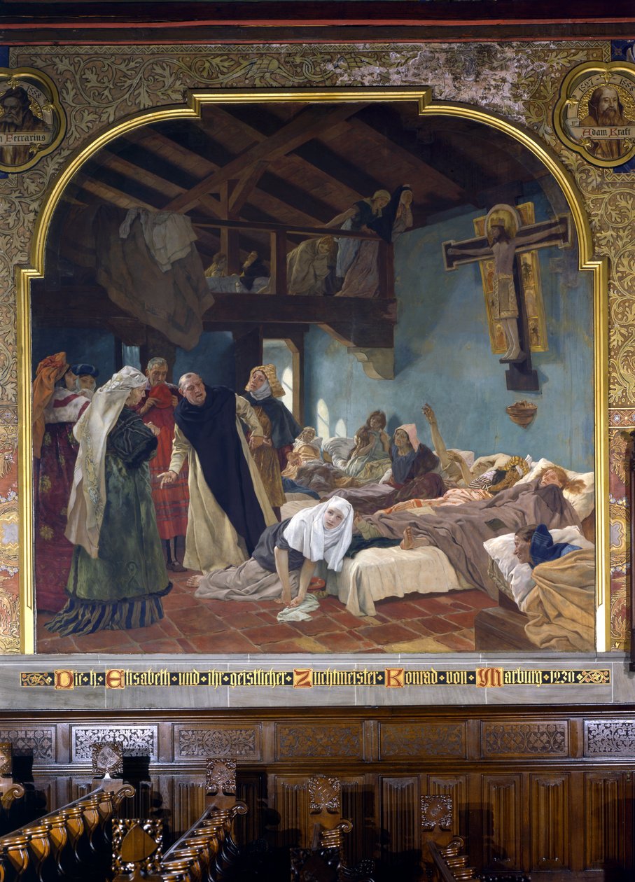 Santa Isabel y su confesor Conrado de Marburgo en 1230 de Peter Johann Theodor Janssen