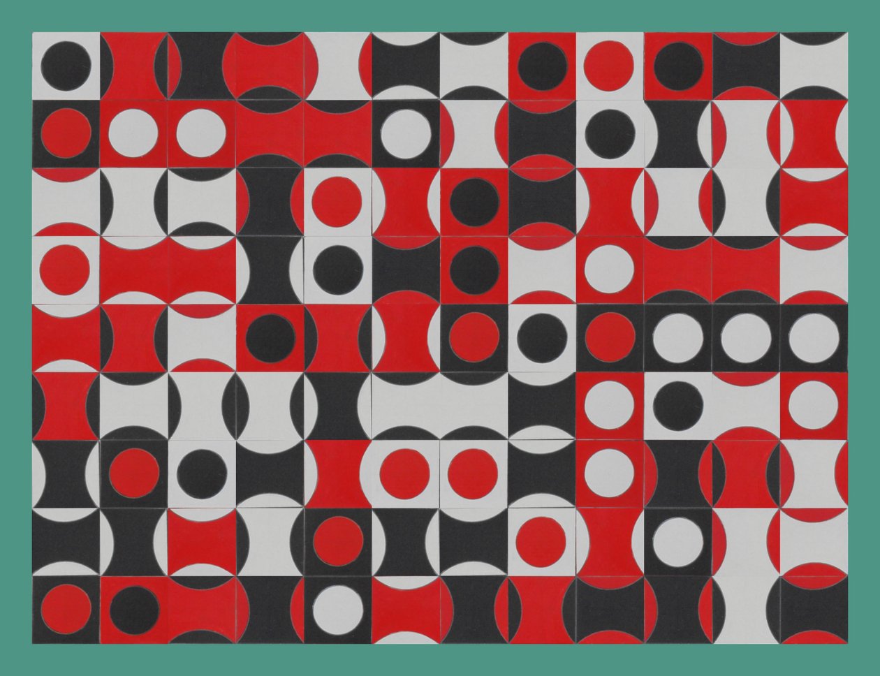 COMPOSICIÓN DE CÍRCULOS EN BLANCO, NEGRO Y ROJO de Peter McClure
