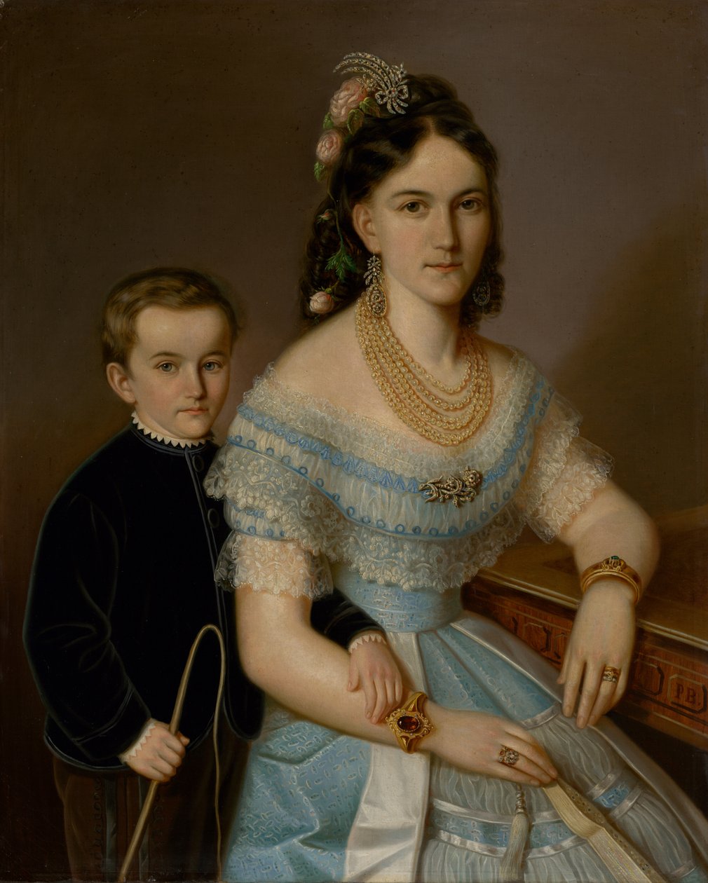 Retrato de Ľudmila Zmeškalová de soltera Pongráczová con su hijo Jozef de Peter Michal Bohúň
