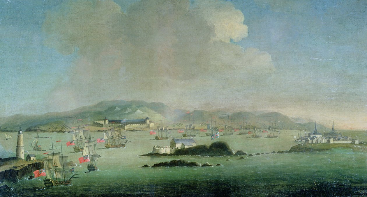 Una batalla naval frente a la costa de Louis Berg, Canadá de Peter Monamy