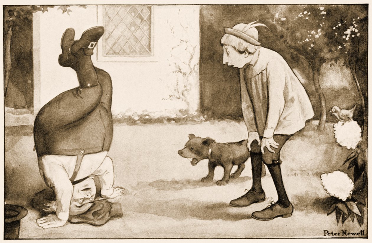 "El viejo Padre William de pie sobre su cabeza", ilustración para Las aventuras de Alicia en el país de las maravillas de Lewis Carroll, 1901 de Peter Newell