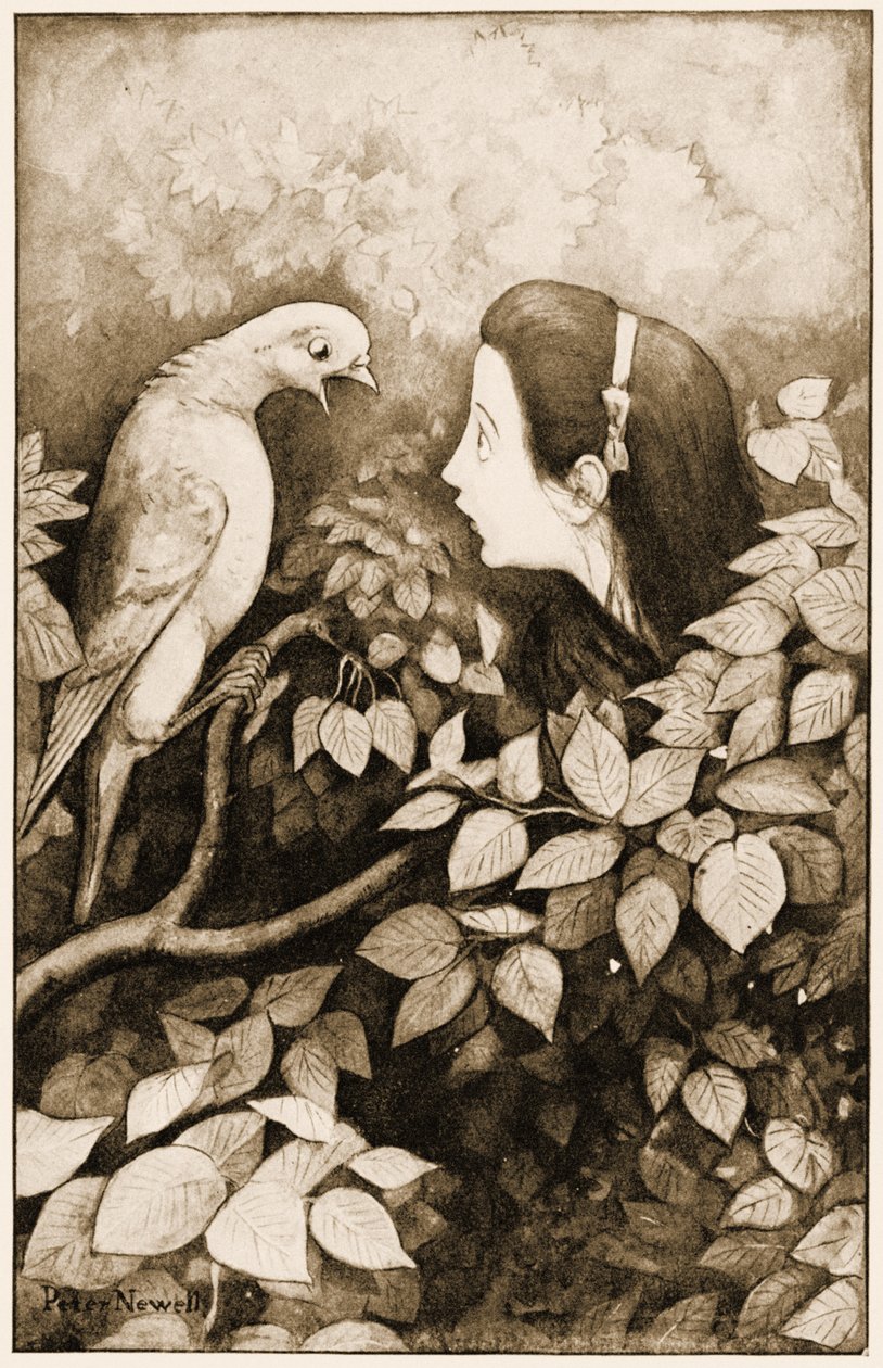 "¡Serpiente!", gritó la Paloma, ilustración para Las Aventuras de Alicia en el País de las Maravillas de Lewis Carroll de Peter Newell