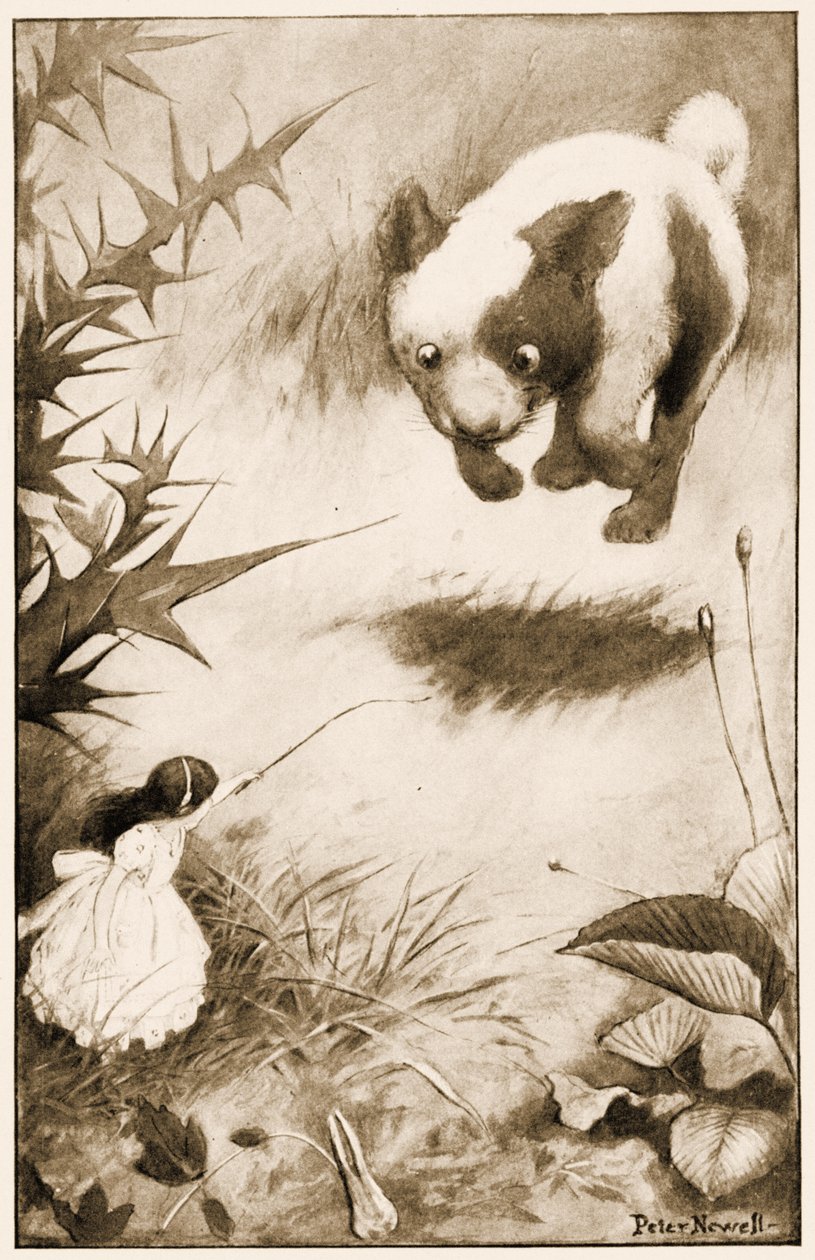 El Cachorro saltó al aire, ilustración para Las aventuras de Alicia en el país de las maravillas de Lewis Carroll, 1901 de Peter Newell