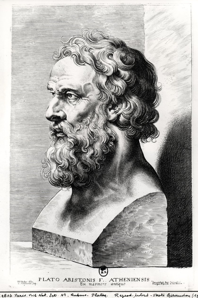 Busto de Platón (c.427-c.348 a.C.) grabado por Lucas Emil Vorsterman (1595-1675) de Peter Paul Rubens