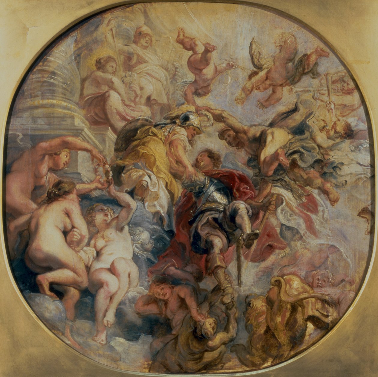Minerva y Mercurio conducen al Duque de Buckingham (1592-1628) al Templo de la Virtud, antes de 1625 de Peter Paul Rubens