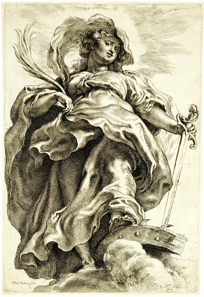 Santa Catalina de Alejandría en las nubes, 1620-21 de Peter Paul Rubens