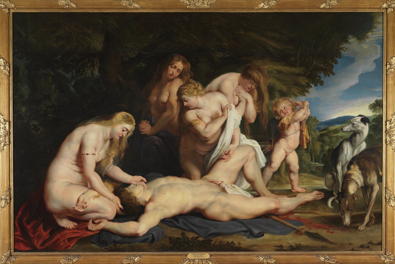 La muerte de Adonis (con Venus, Cupido y las Tres Gracias) de Peter Paul Rubens
